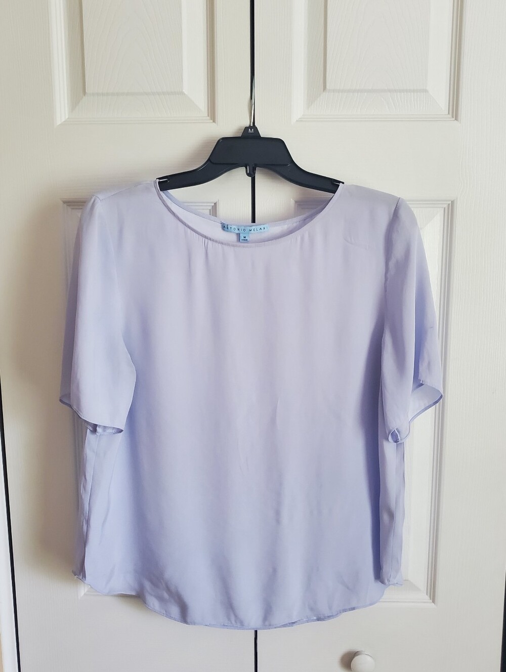 ANTONIO MELANI Light Blue Short-Sleeve Boatneck Blouse
